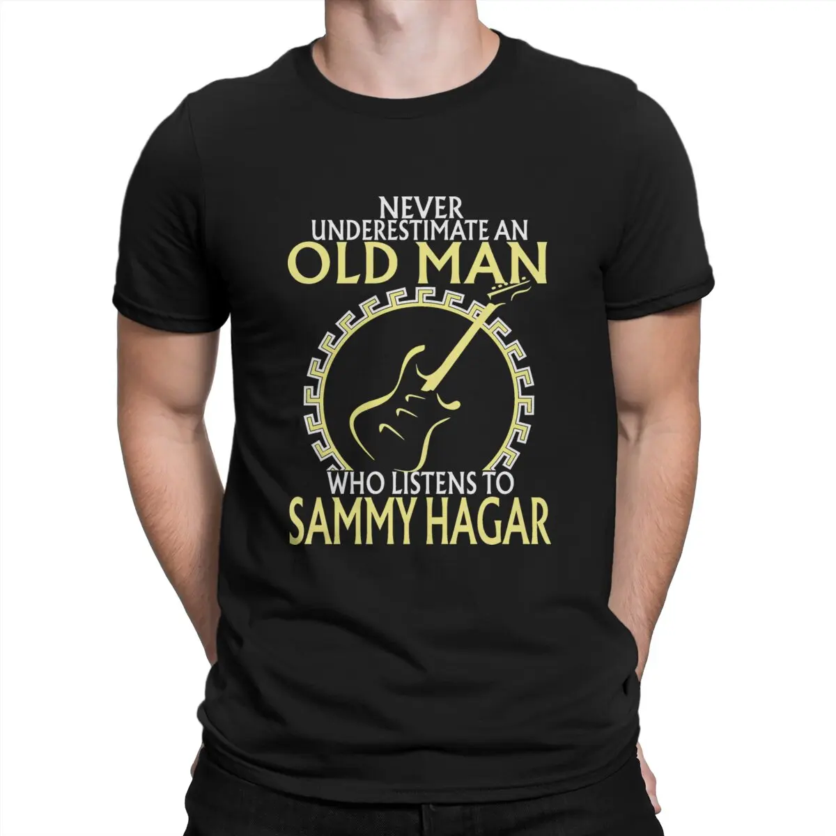 Vintage Listens To Sammy Hagar T-Shirts for Men O Neck Pure Cotton T Shirts Never Underestimate Inspirational Short Sleeve