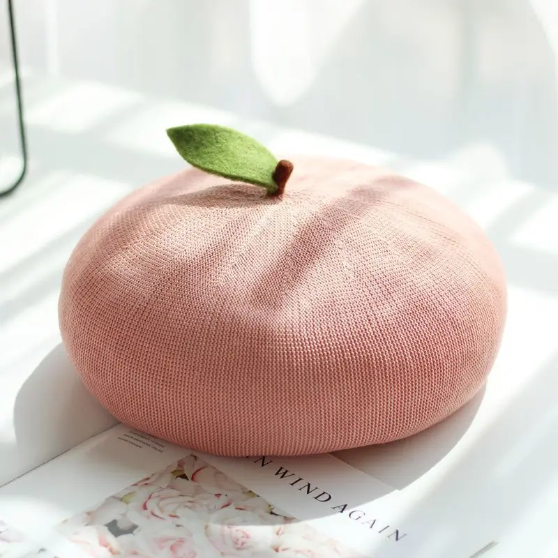 1359 Japan Fruits Orange Peach Beret Cute Lolita Girl Hat Painter Cap Women main image 4