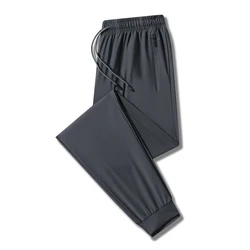 Plus Size 7xl 8xl Men's summer leisure ice silk pants men's Black Sweatpants sports stretch feet ultra-thin quick-drying pants