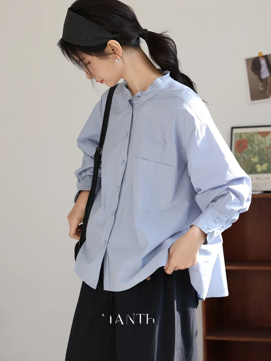 

Женская длинная рубашка DianThia из чистого хлопка с цветочным воротником, модная, в корейском стиле, свободного кроя, с защитой от УФ-излучения