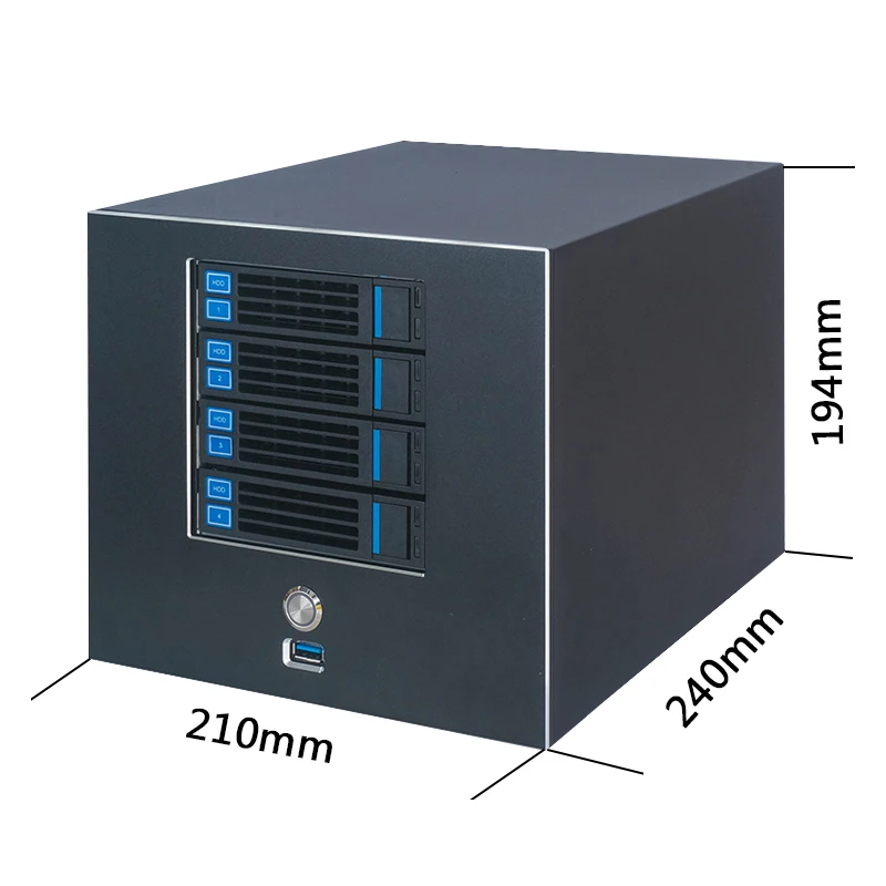 Mid Tower Server 4-disk Hot Swappable ITX Black Qunhui Feiniu NAS Chassis FLEX Power Slot Dual Full Height PCI