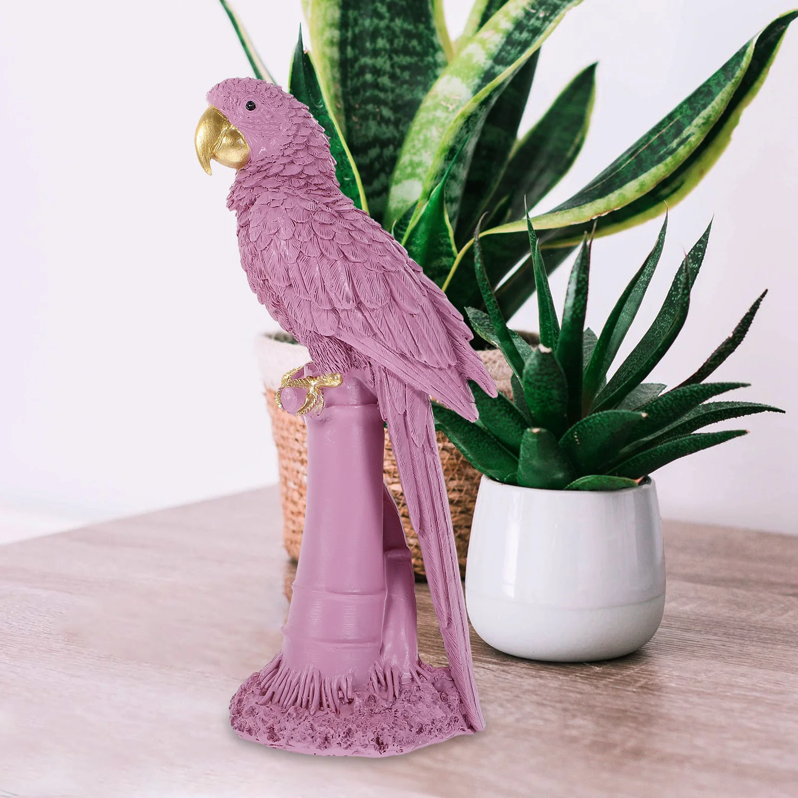 

Parrot naments Resin Bird Decor Lifelike Design Vibrant Pink WG19110B Living Room Bedroom Study Home Desktop Tabletop