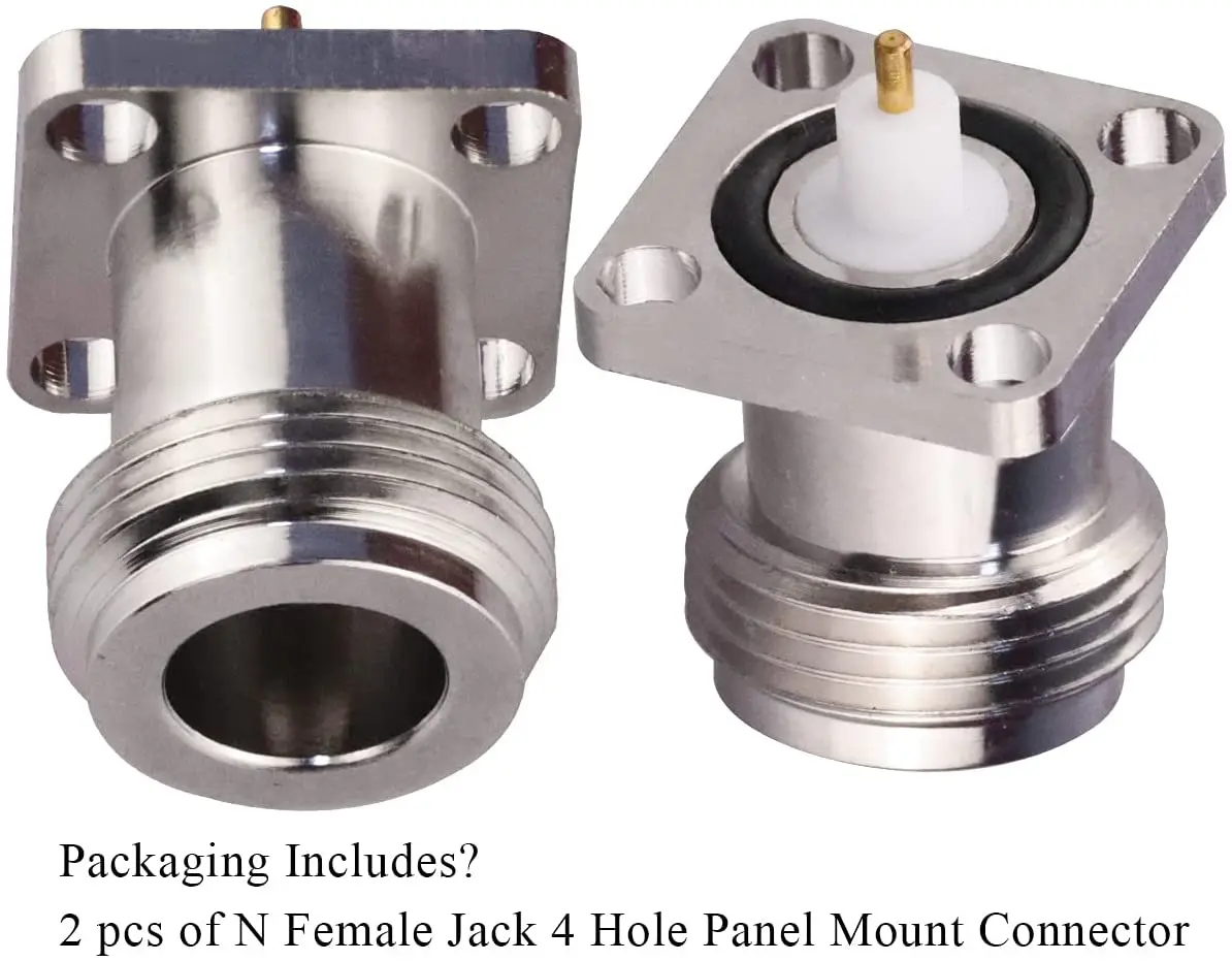 N Type Coaxial Adapter  Chassis N Female Jack 4 Hole Panel Mount 17.5mm PCB Solder RF Coaxial Antennas Connector 2pcs/Lot