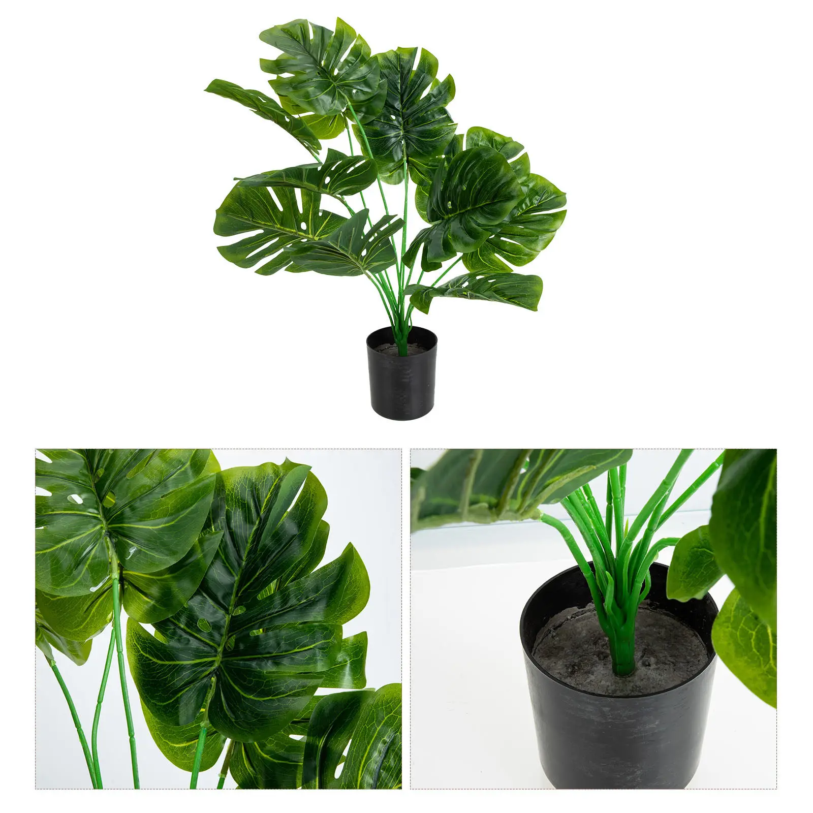 

Simulation Potted Plant Monstera Leaf Fake Bonsai Ornament Indoor Outdoor Decorative Artificial Plant Decors Landscape