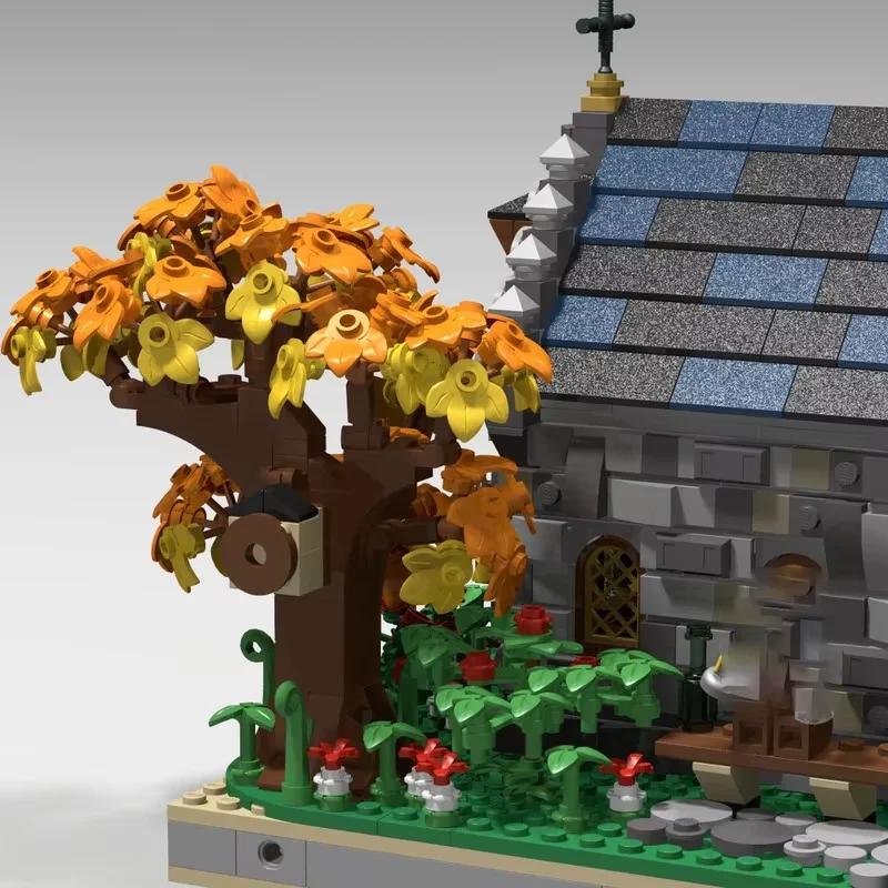 Modèle de construction d'église médiévale 2087 pièces, ensemble de jouets d'assemblage MOC, conception personnalisée, adapté à tous les amateurs d'architecture