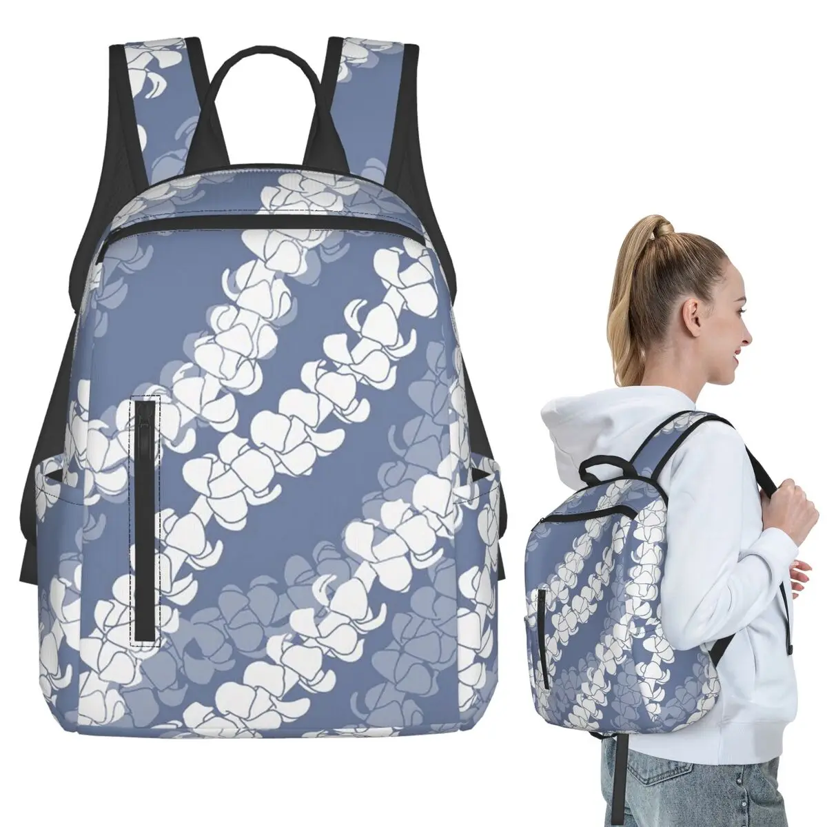 Puakenikeni Single Leis On Turquoise Backpack Student BookBag Boys Girls School Bag Laptop Shoulder Bags Men Women