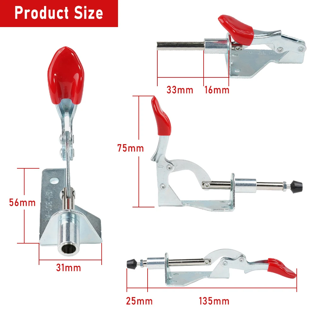 90Kg Antislip Vertical Toggle Clamp GH-301-AL Covered Handle Widely Used On Welding, Jigging, Repairing Field