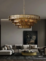 French Style Gray Glass Ceiling Chandeliers 2026 Classic Round Hanging Lamps for Ceiling Home Decoration Lighting Gold Lustres
