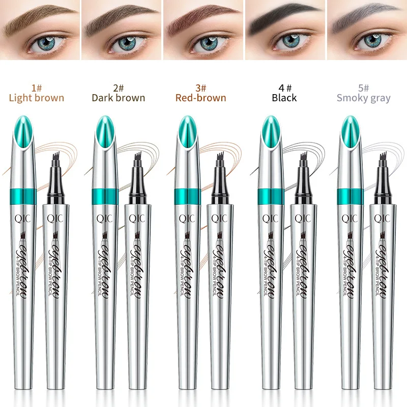 QIC 5 Color Eyebrow Pen Quick Drying Waterproof Natural Enhance Eyebrow Fashion 4-Fork Design Eyebrow Pen Easy To Apply Cosmetic