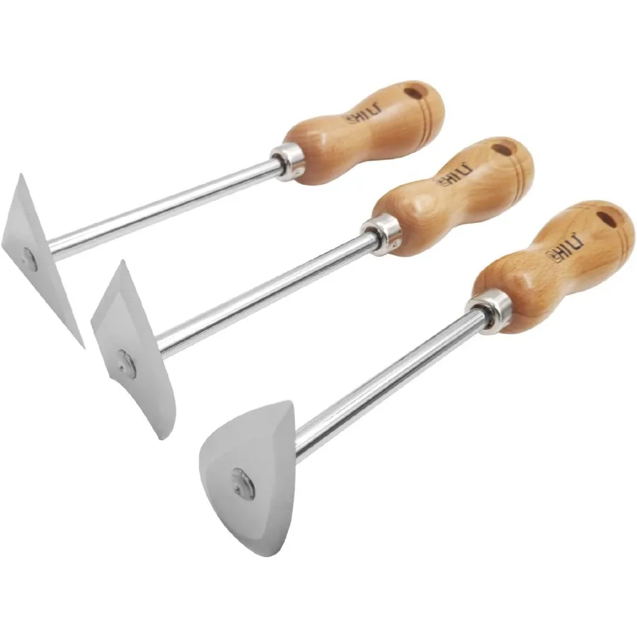 

CHILI TOOLS Набор скребков для бритья из нержавеющей стали, 3 шт., с деревянной ручкой для прецизионной резьбы и детализации, длина 83, 4 дюйма