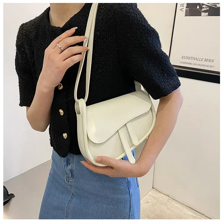 Casual Fashion Saddle Bag New Small Shoulder Bags for Women 2022 High Quality PU Leather Crossbody Female Luxury Messenger Bag