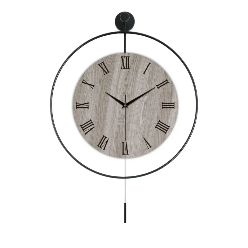 Home swing silent clock Swing wall hanging background wall light luxury simple decorative clock