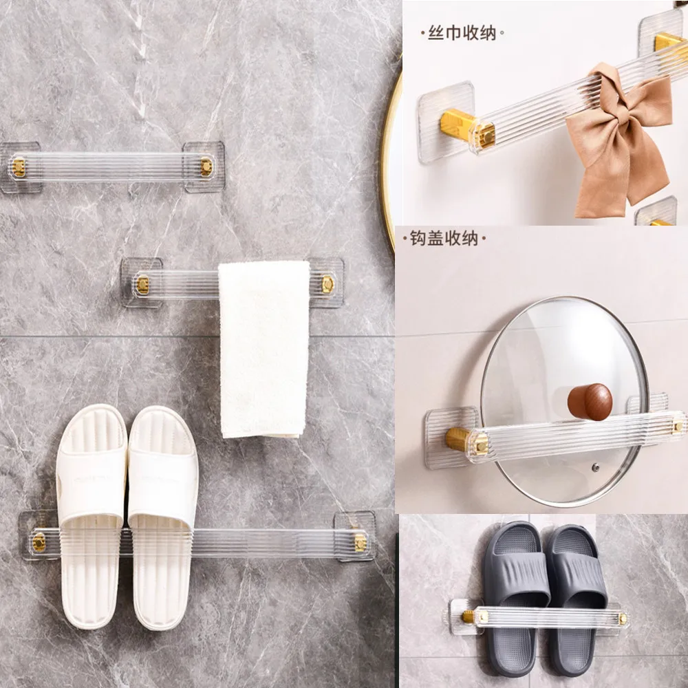 

Light Luxury Bathroom Towel Holder Without Drilling Bathroom Towel Rack Bar Self-Adhesive Wall Mounted Storage Rack Towel Rail