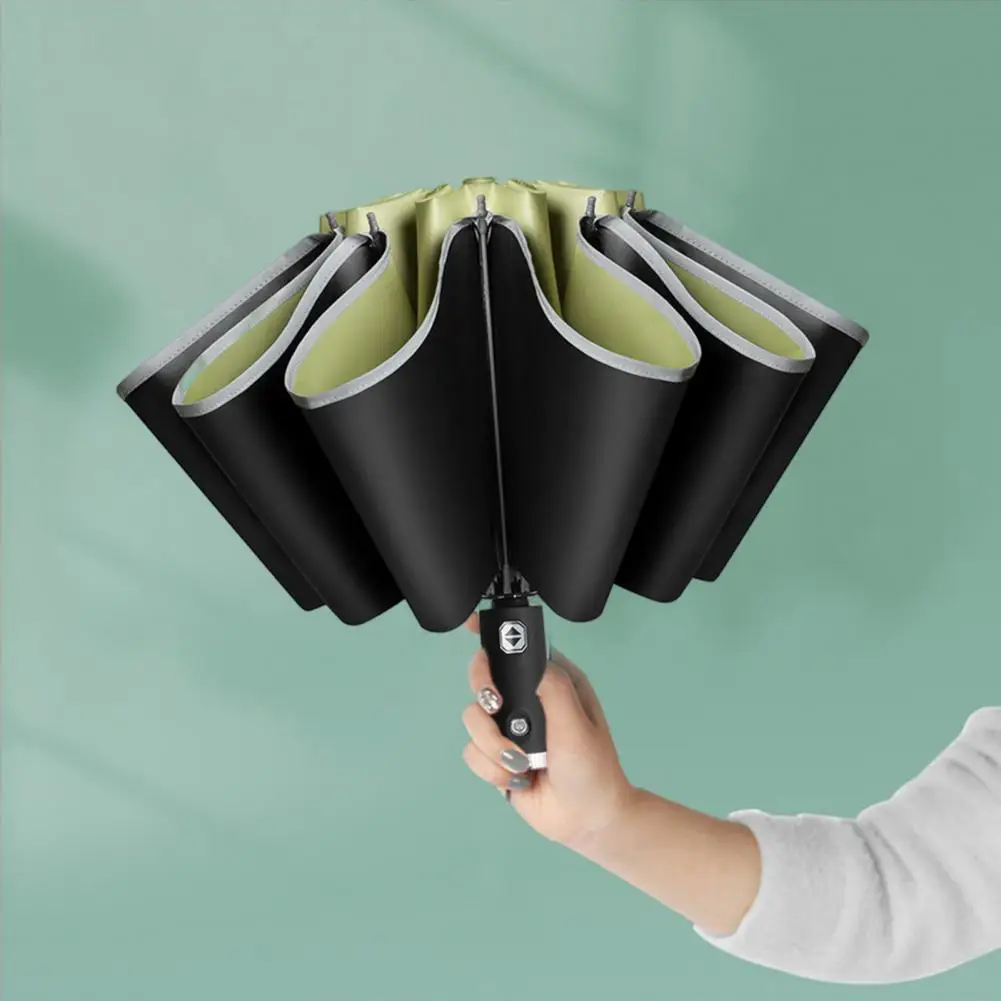 Fully Automatic UV Umbrella With LED Flashlight Reflective Stripe Reverse Large Umbrellas For Rain Sun Heat Insulation Parasol