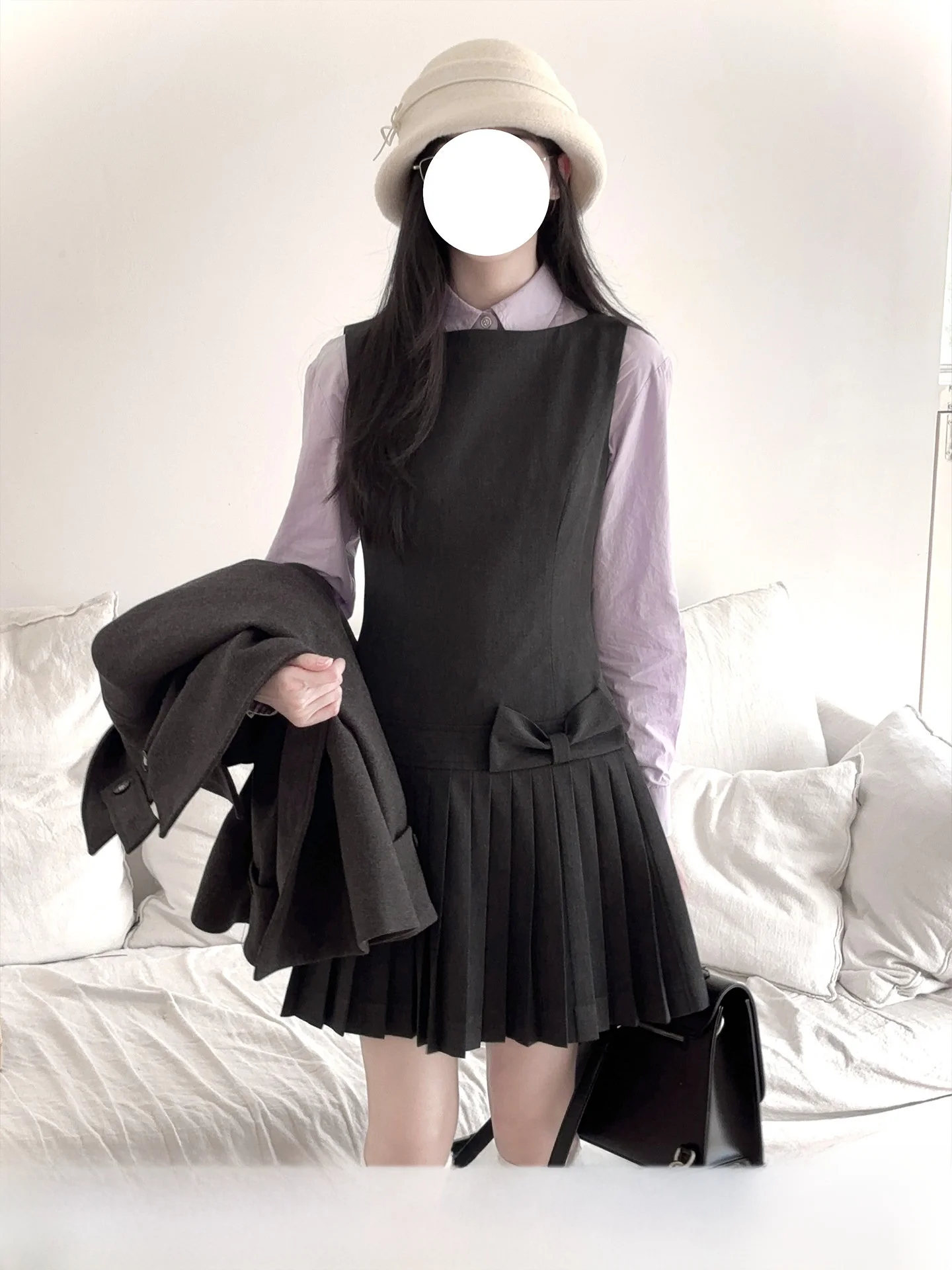

Kyouko Carbon ey School Sle Dr Set Waist Cinched ey System Design Casual Long Sve Hooded Thi Winter Women's Coat