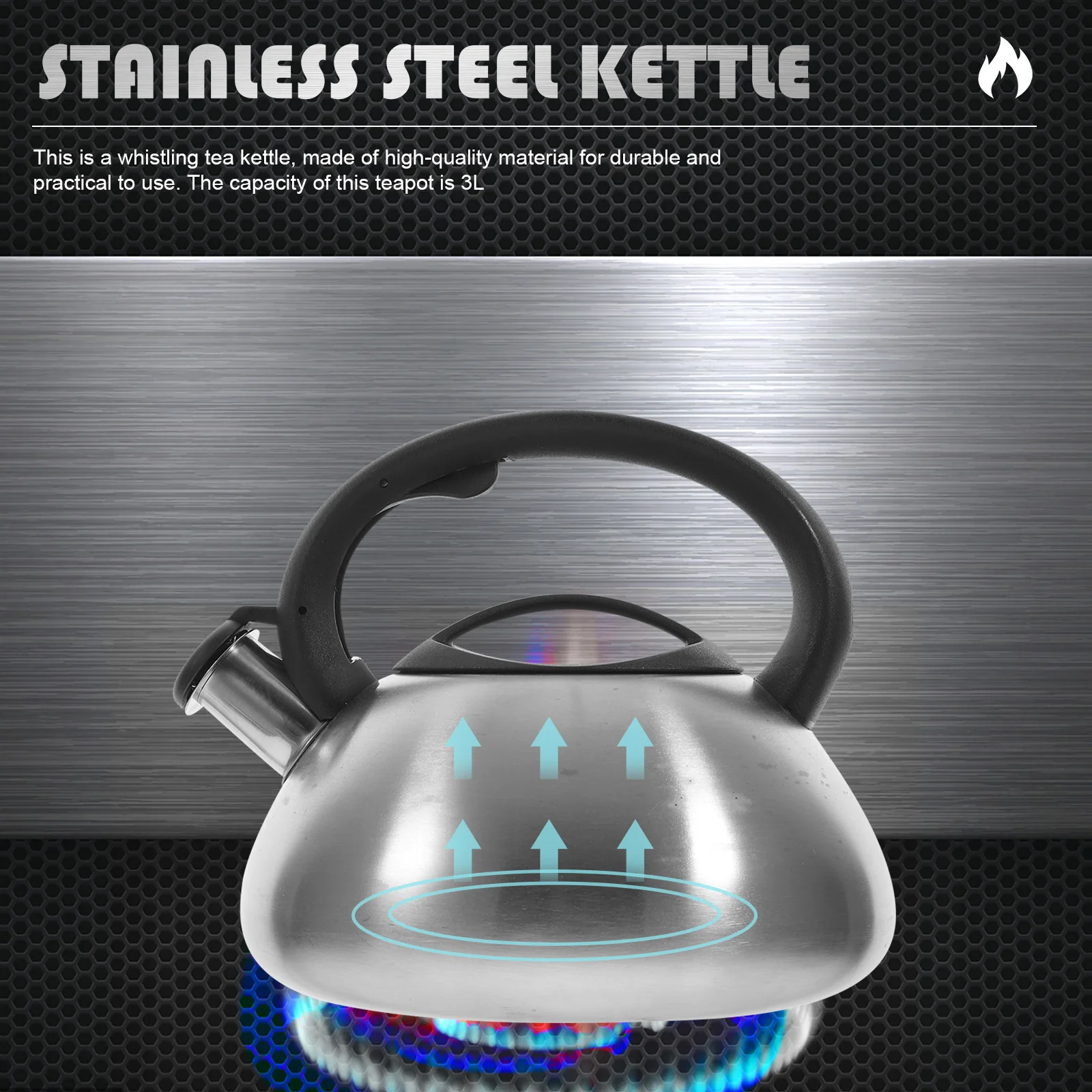 

Kettle 3L Stainless Steel Stovetop Kettle Home Teapot Non Dripping Spout Ergonomic H Induction Cookers Gas