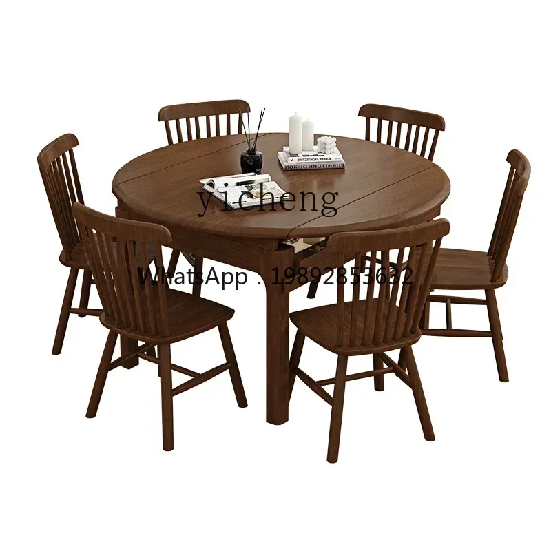 all solid wood retractable dining table folding dining table rectangular variable round dining table household