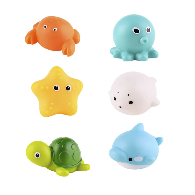 Soft Rubber Sea Creature Figure Set Squeezable Water Spray  Interactive Gadget Random Mixed Ocean Acean Animal