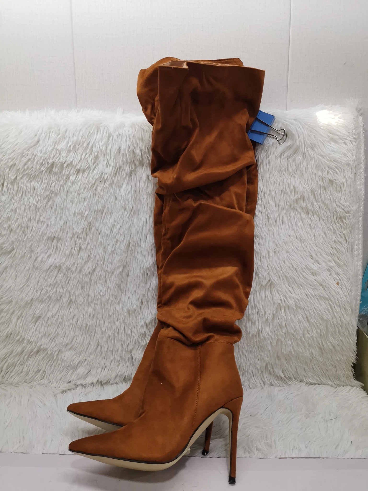 Suede Stiletto Over The Knee Boot for Women Pointed Toe Sexy High Heels Long Boots Solid Color Women's Winter Designer Shoes