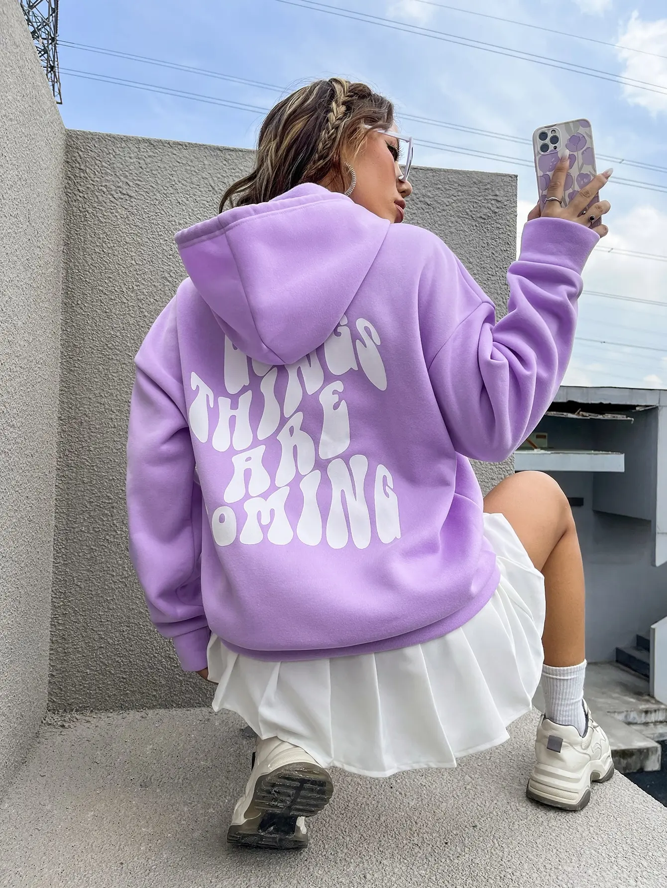 Good Things Are Coming Letter Couple Cotton Clothing Casual All-math Hoodies Personality Retro Trend Pullover Womens Sweatshirts