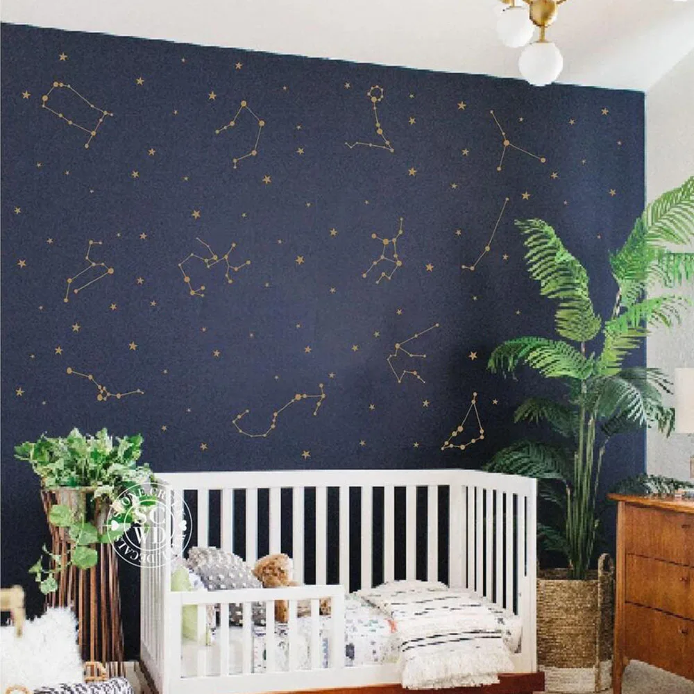 Constellations Stars Zodiac Wall Sticker Baby Nursery Kids Room Space Sky Wall Decal Bedroom Playroom Vinyl Home Decor