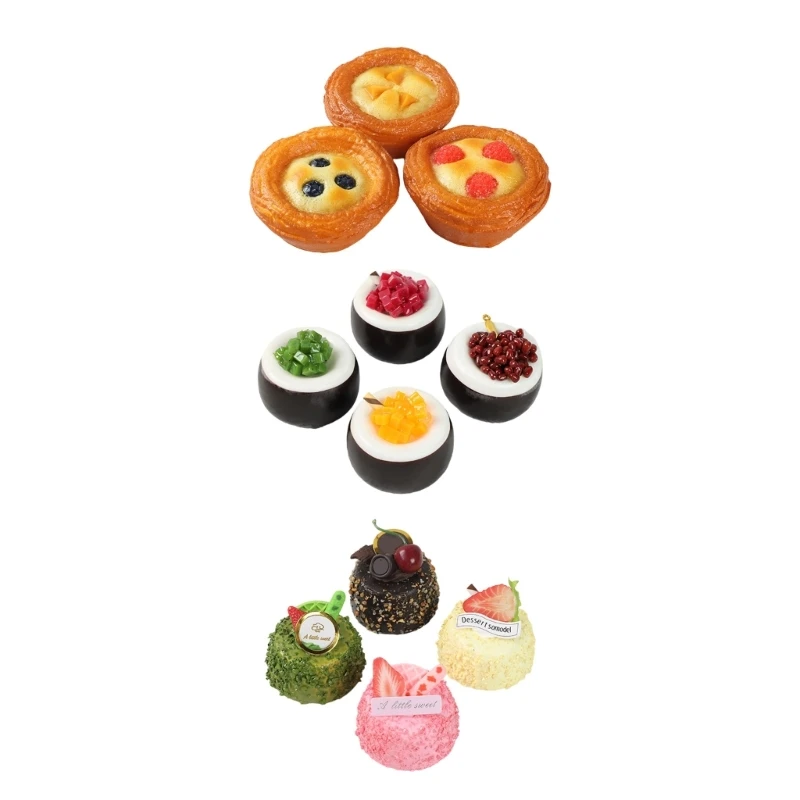 Künstliches Dessertmodell-Set aus PU, Bäckerei-Themendekoration für Regalszenen, Geburtstagsfeiertische, Ladentheken und 3XUF – Detail 1