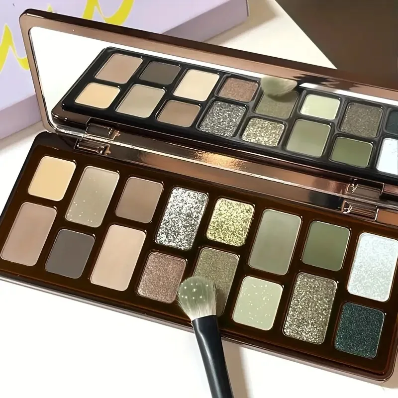 16-Color Eyeshadow Palette,Matte,Shimmer & Glitter Finishes,Earth Tones for Smoky Retro Looks, Highlighter & Blush Multi-Use Cos