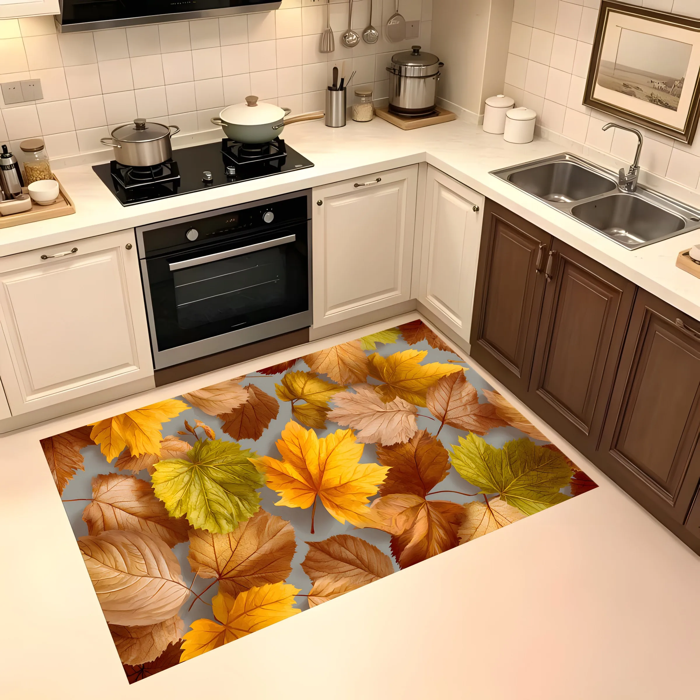 Large Area Rug Gradient Maple Leaf Print Soft Velvet Living Room Bedroom Home Decor Area Rug