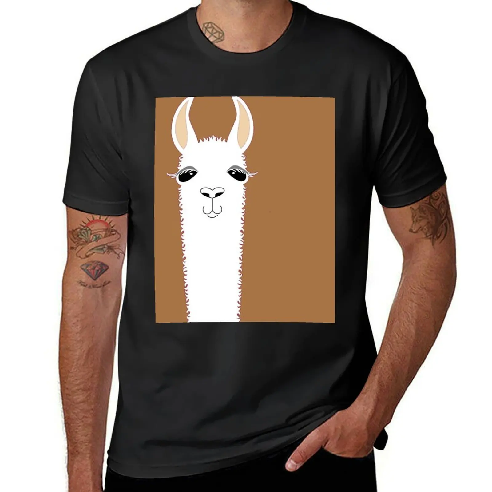 

LLAMA ПОРТРЕТ # 9. футболка в стиле каваи, мешковатые рубашки, футболки с рисунком, мужские футболки больших размеров, повседневные стильные футболки