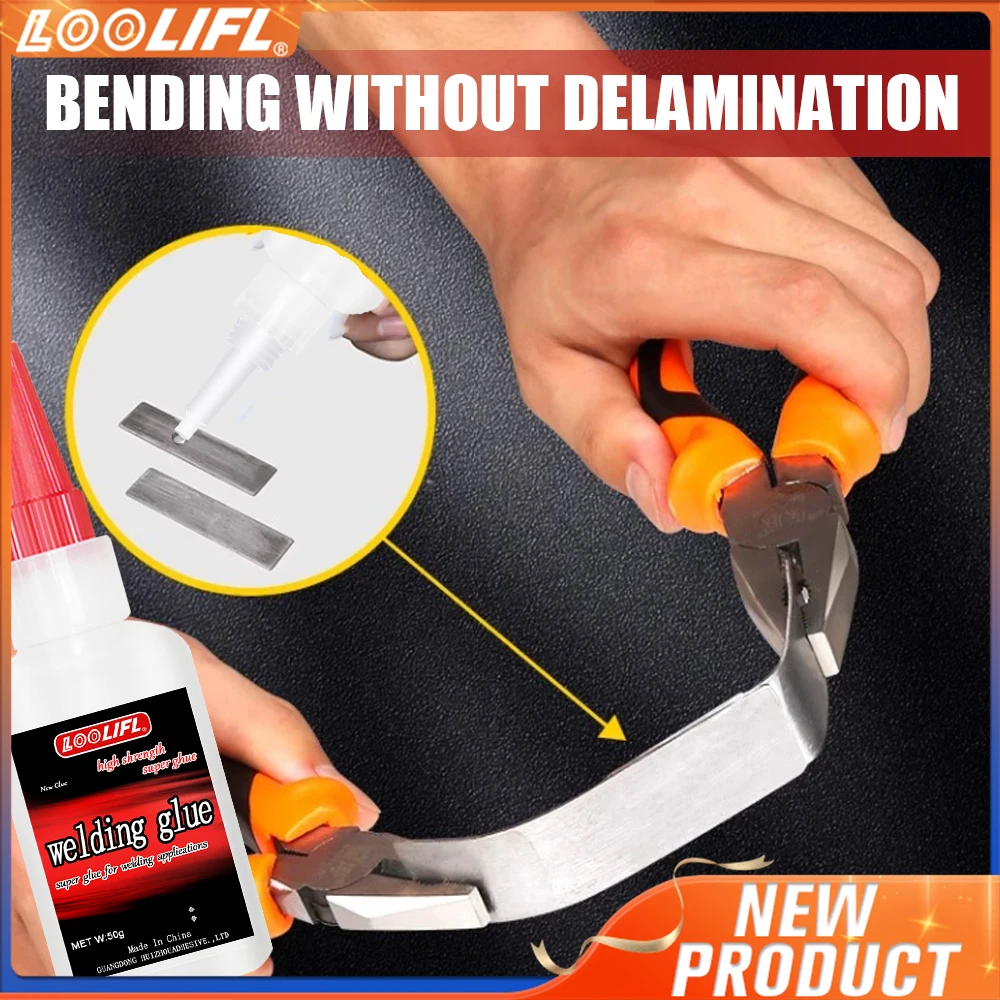 LOOLIFL 50g Cola à base de óleo de alta resistência para soldadura - Adesivo de soldadura à base de óleo para metais, para todos os tipos de adesivos instantâneos de metal com superfícies insensíveis, incluindo dispens