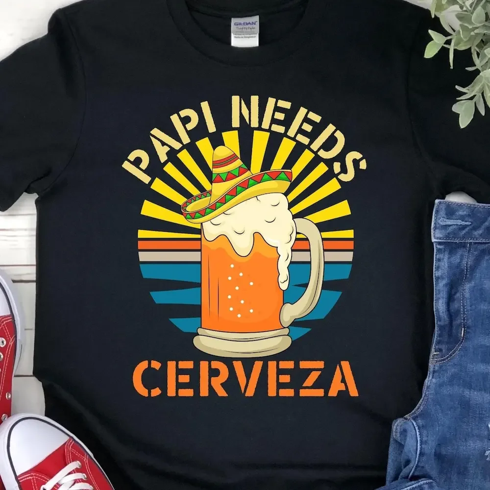 Cinco De Mayo Dad T Shirt Papi Needs Cerveza Funny Fathers Day Beer S