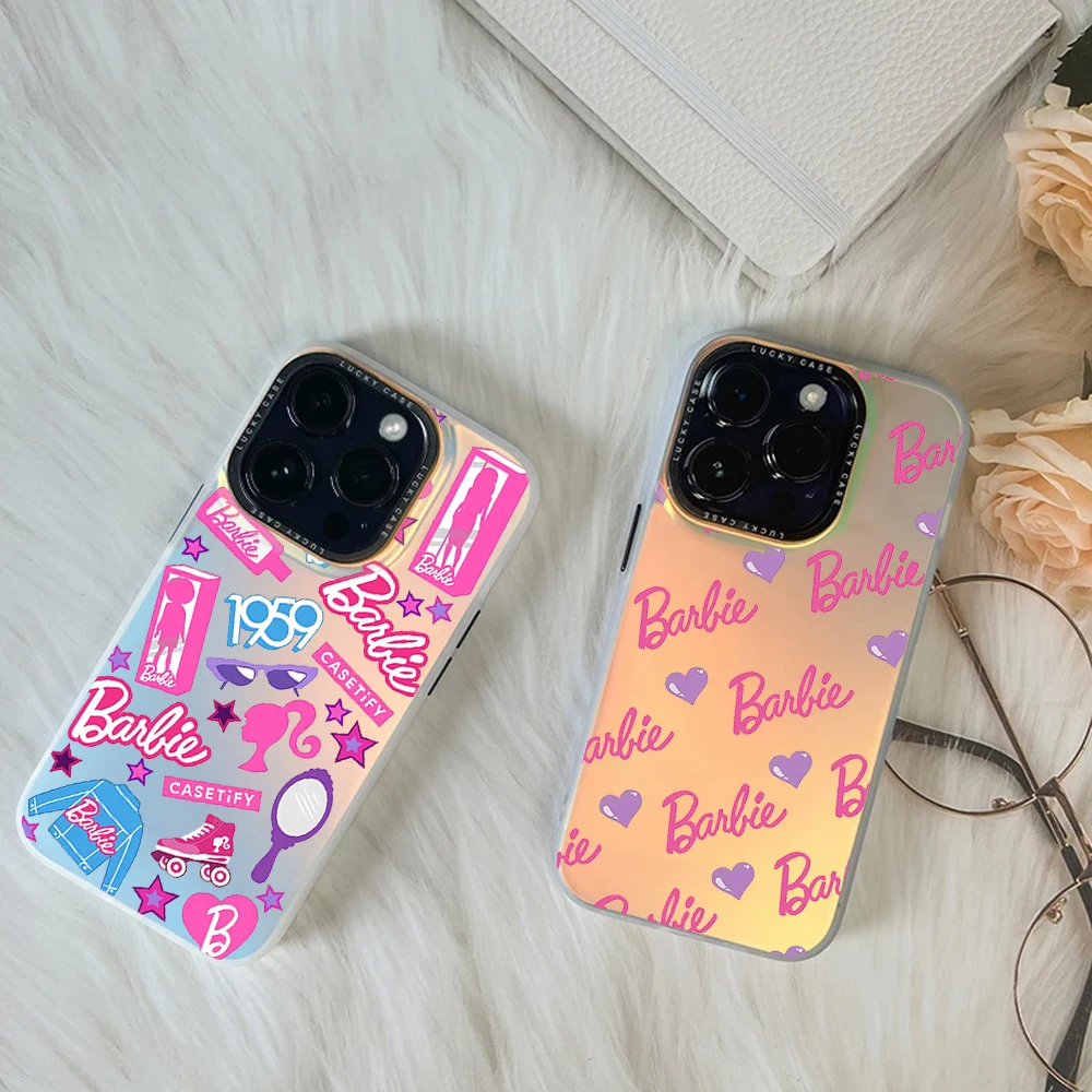 Luxury B-Barbies Pink For Huawei MATE 60 70 PRO NOVA PURA ULTRA For Honor 90 80 SE GT 200 IMD Chameleon Laser Phone Case