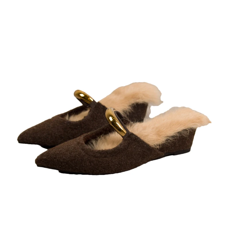 النساء أشار تو رقيق النعال الشقق البغال أحذية مصمم Slingback أحذية 2025 الشتاء مثير الوجه يتخبط قصيرة أفخم Zapatos #6