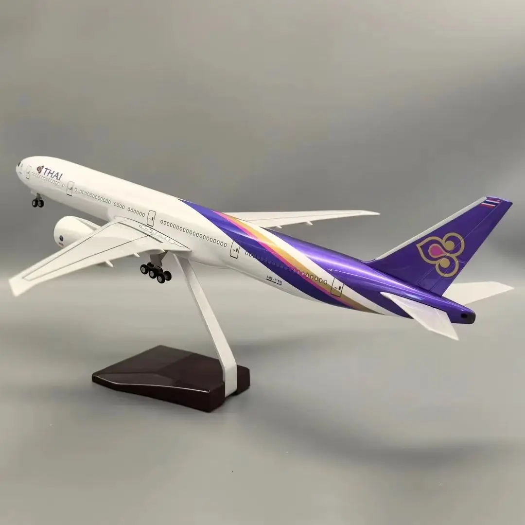 B777 سلسلة الطائرات 47 سنتيمتر الخطوط الجوية الراتنج الطائرة 1/160 مقياس الطائرات محاكاة ايرباص مع الضوء والعجلات جمع حلية #2