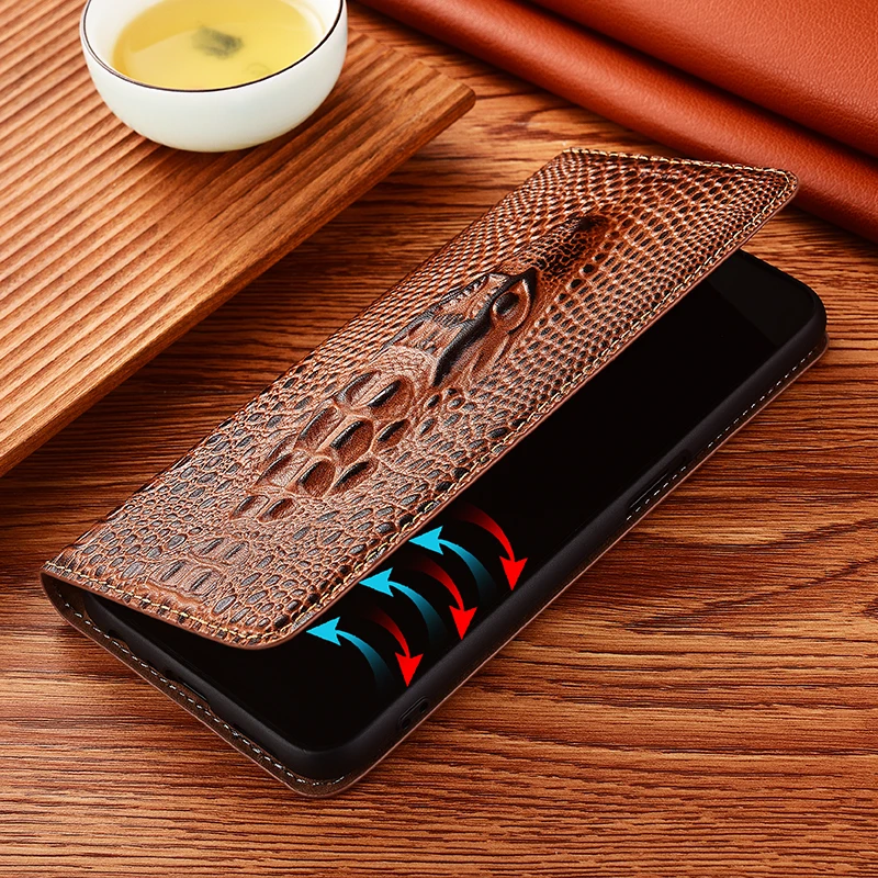 Crocodile Genuine Leather Magnetic Flip Case For Samsung Galaxy Note 8 9 10 Plus Note 20 Ultra All-inclusive Cover