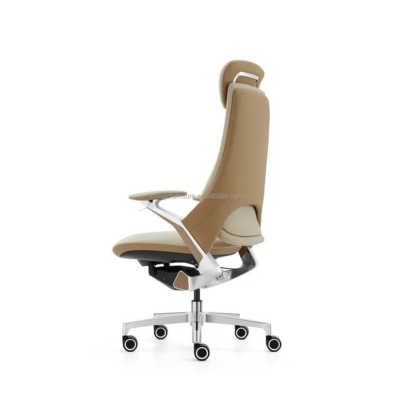 Modern Executive Leather Office Chair Ergonomic Swivel Seat with Height Adjustment for Home Workspace Living Room Commercial