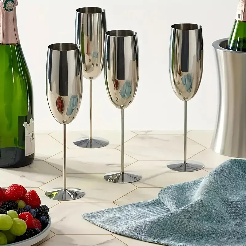 New Stainless Steel Wine Glasses Unbreakable Metal Cocktail Glasses 250 Ml, for Drinking Cocktails and Wine at  Home Bar Cup