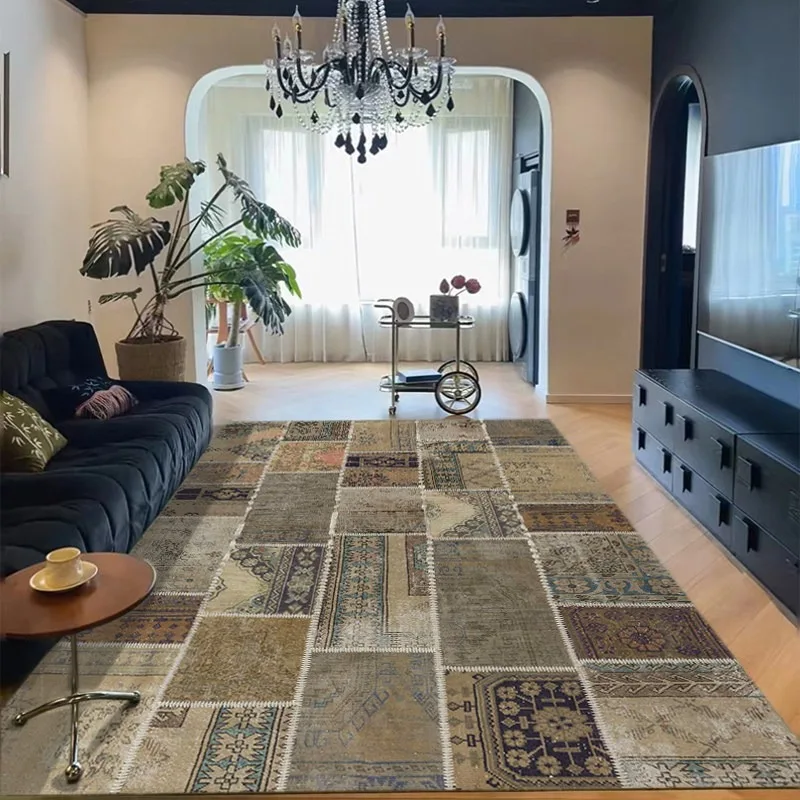 Vintage Living Room Carpet Creative Checkered Design Bedroom Rugs Stylish Minimalist Home Decor Coffee Table Mats Alfombra Tapis