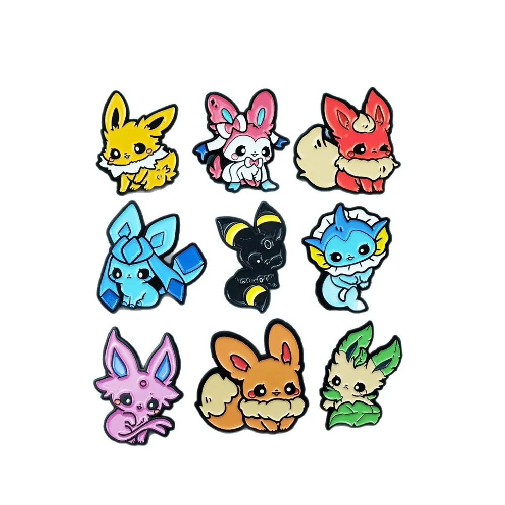 9Pcs Anime Pokemon Lapel Pins Cute Eevee Evolution Enamel Pins Set for Backpacks, Hats, Jackets Perfect Gift for Pokemon Lovers view 2