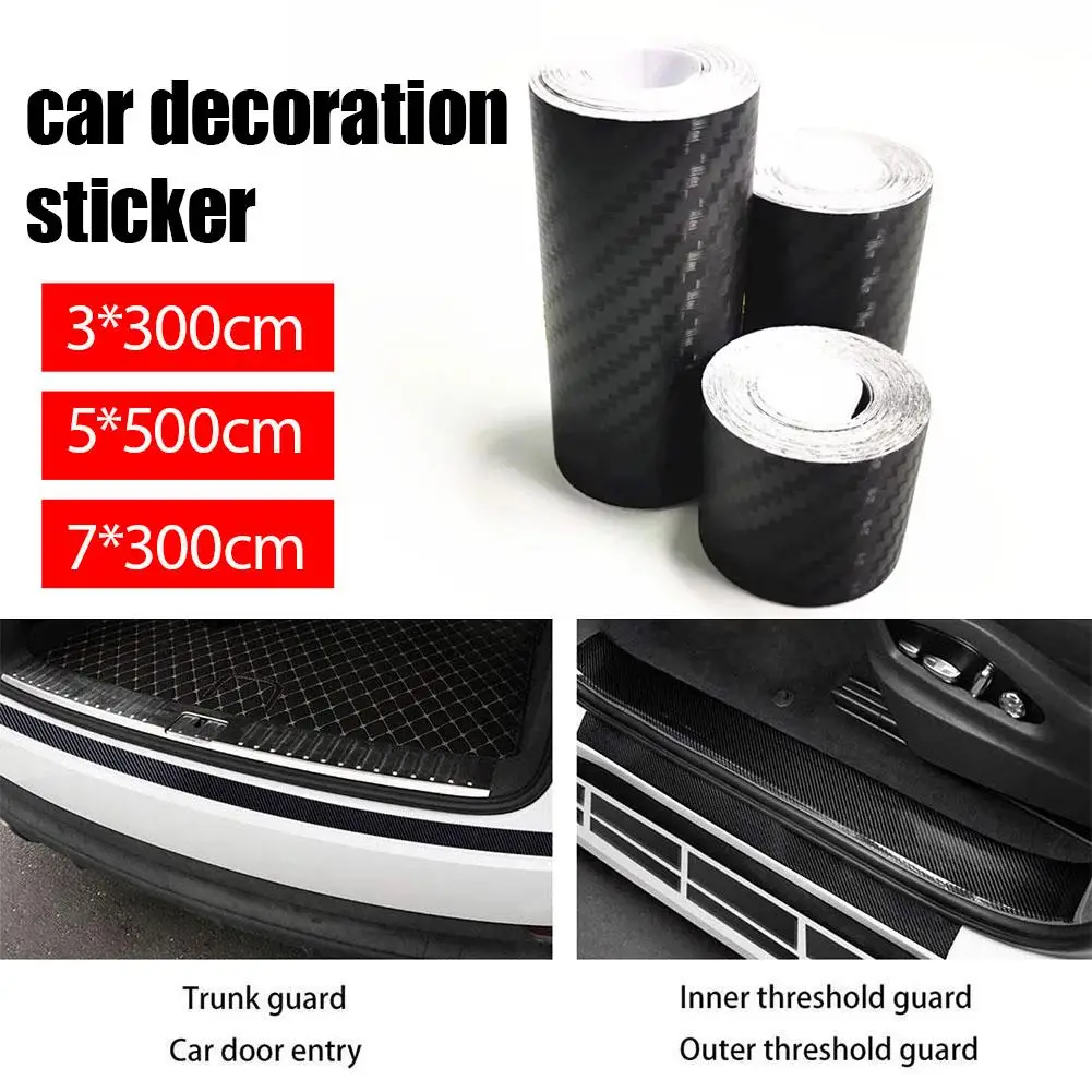 3D Carbon Fiber Car Door Sill Protective Tape Multi-functional Waterproof Bumper Edge Guard Sticker Universal For Most Cars