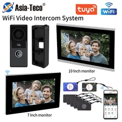 Wifi Tuya Video Intercom 1080P Video Doorbell HD Camera Motion Detection 7/10inch Touch Monitor one-key App Unlock for Apartment