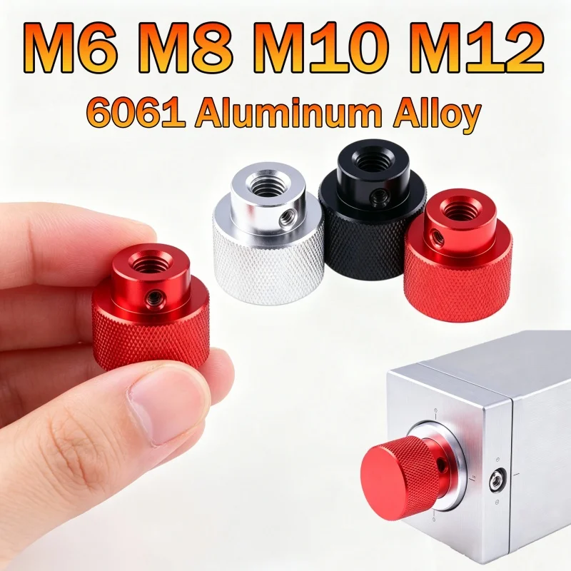 1Pcs M6 M8 M10 M12 Knurled Thumb Nuts with Side Hole Aluminum Alloy Blind Hole Hand Grip Knobs Step Nut Silver/Black/Red
