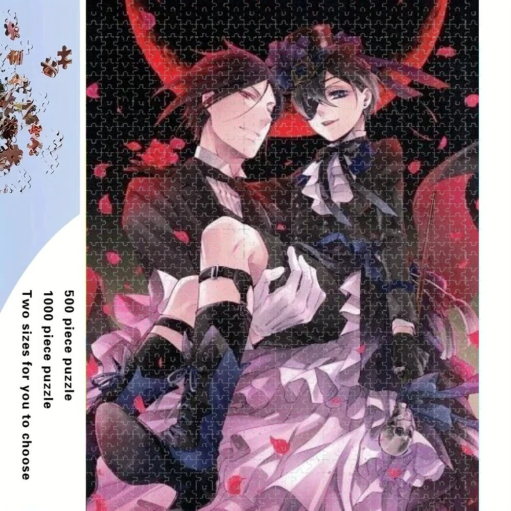 500 Pcs Adult Jigsaw Puzzles Black Butler Sebastian  FigureSuitable for Adults & Families Challenging Large Pieces, Portable