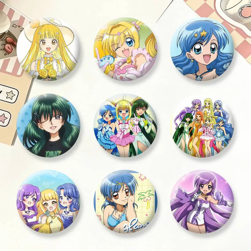 M-Mermaid Melody Pichi Pitch Badges Creative Tinplate Button PinsBrooch Badge Clothes Backpack
