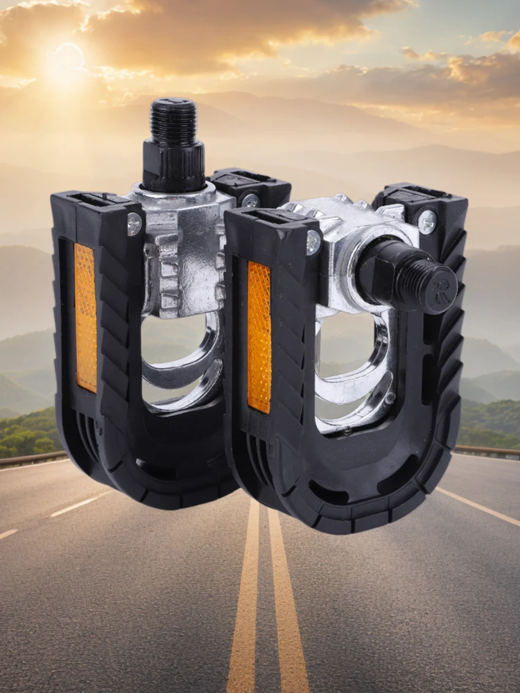 AliExpress alloet Bicycle Folding Pedals with Safety Reflective Sheet Mountain Bike Pedals Non-Slip Cycling Sports Pedals Bicycle Accessories