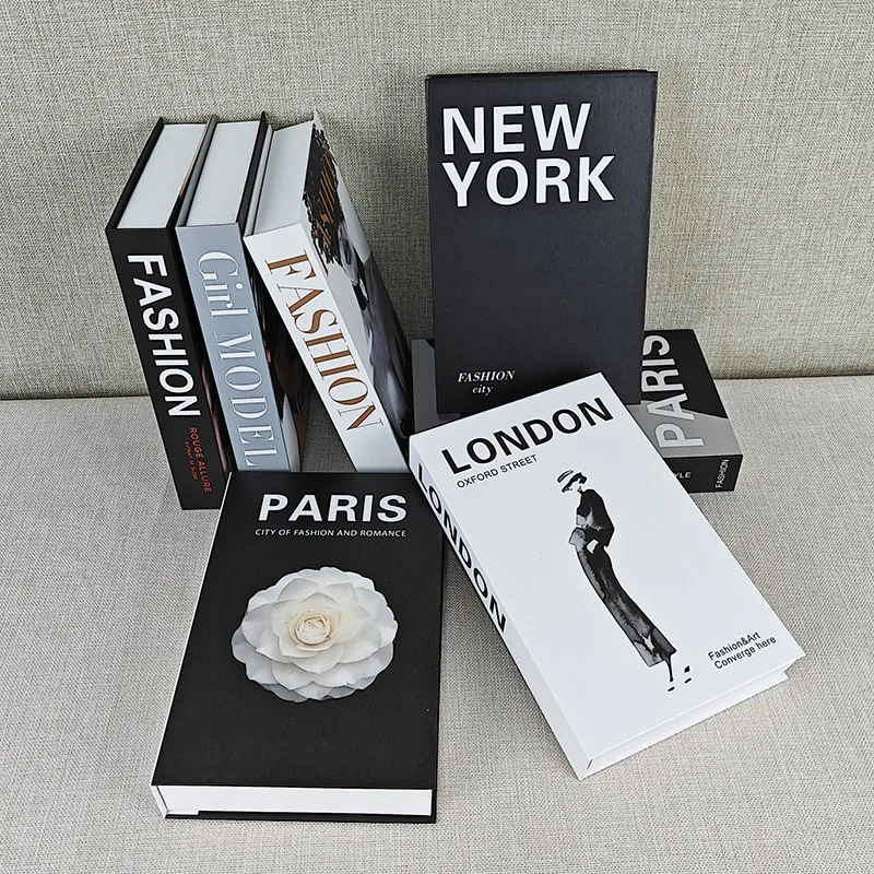 Paris London Luxury Fake Books Art Decoration Fashion Perfume Girl Magazine Book Storage Box Coffee Table Hotel Villa Decorative