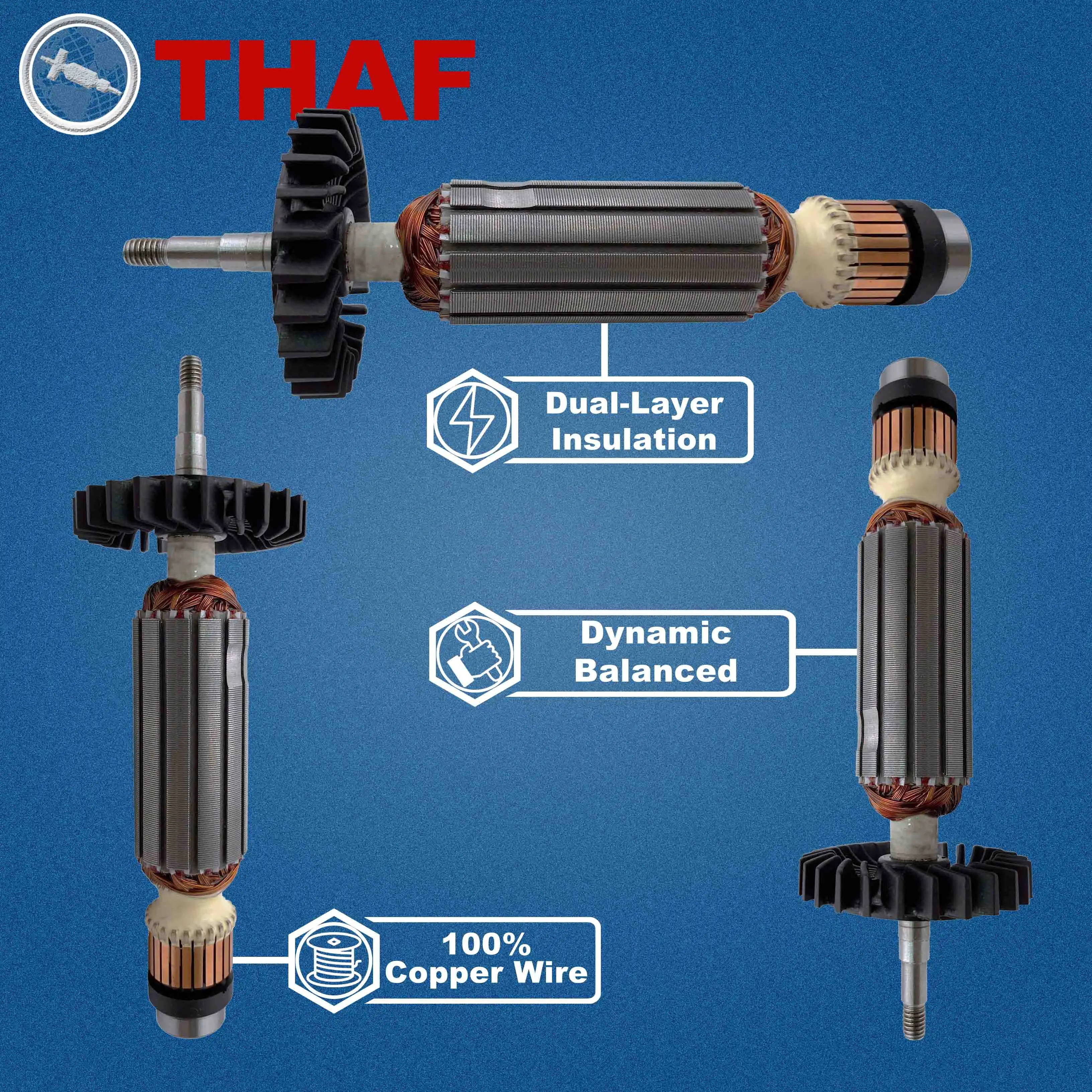 AC 220V 240V DWE8101S DWE8100S DWE8100T DWE8101T Armature Rotor For DEWALT Angle Grinder Spare Parts Grinder DWE8110S DWE8111S
