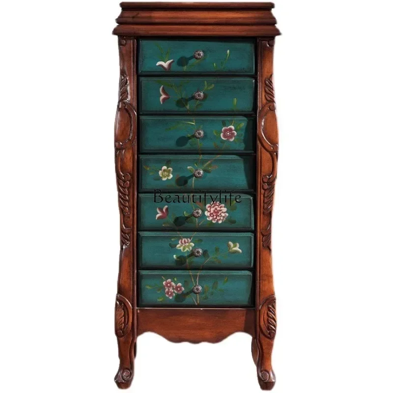 

ls 18 FG40American jewelry locker solid wood drawer bedroom bedside table with mirror dressing table