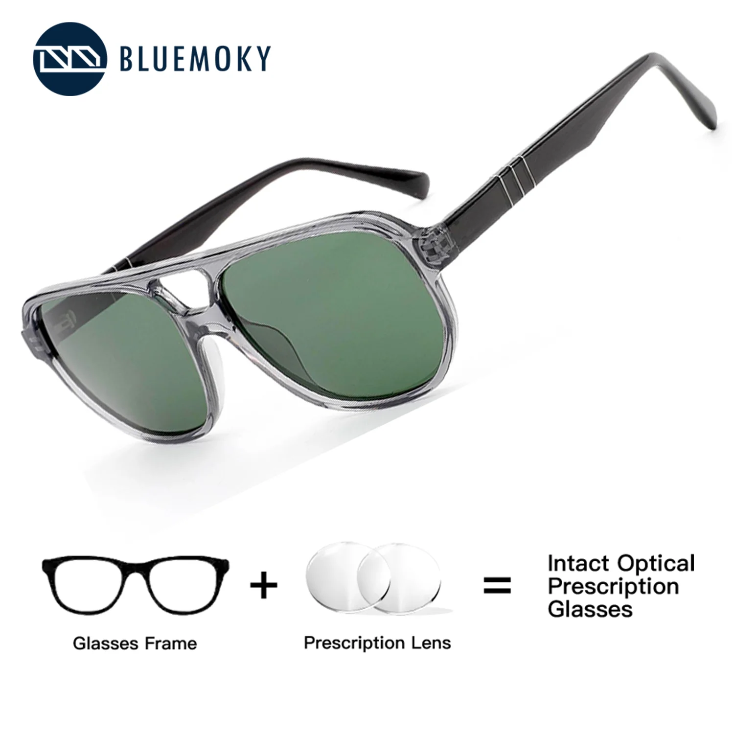 

BLUEMOKY Pilot Acetate Prescription Sunglasses Men Polarized UV400 Sunscreen Eyeglasses Glasses for Sight for Men
