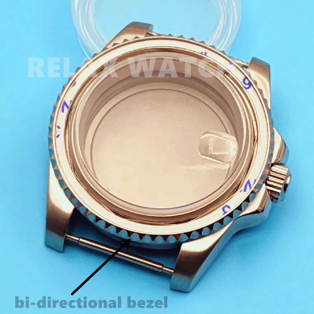 

40mm Bi-Directional Bezel Sapphire Glass Stainless Steel Watch Case For Japan Nh35 Nh36 Automatic Movement